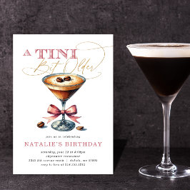 Tini Bit Older エスプレッソ マティーニ ピンク リボン 誕生日 招待状