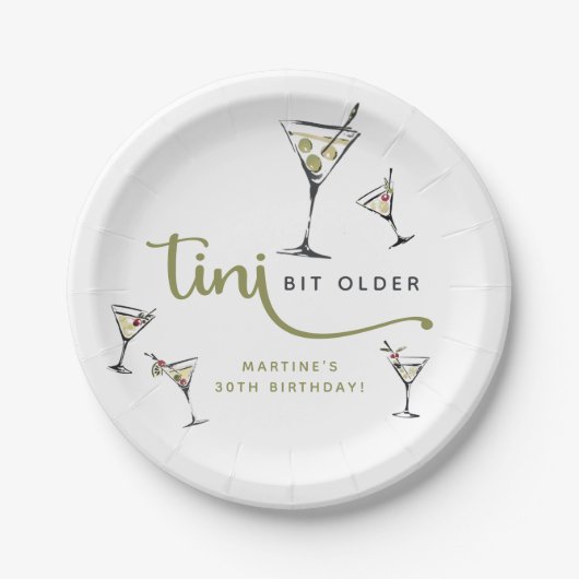 「Tini Bit Older」マティーニカクテル大人バースデー ペーパープレート (正面)