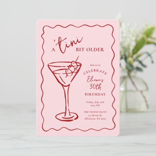 Tini Bit Older 30th Birthday Party 招待状 (スタンド正面)