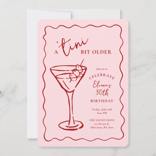 Tini Bit Older 30th Birthday Party 招待状 (正面)