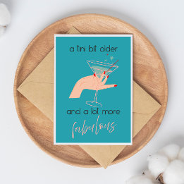 Tini Bit Older Blue Feminine Retro Martini Card カード