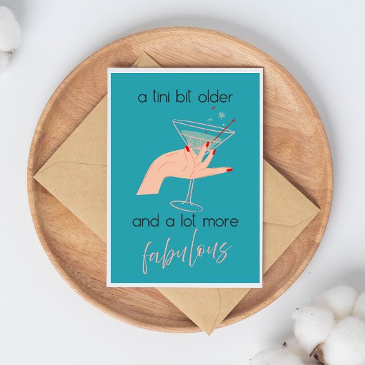 Tini Bit Older Blue Feminine Retro Martini Card カード