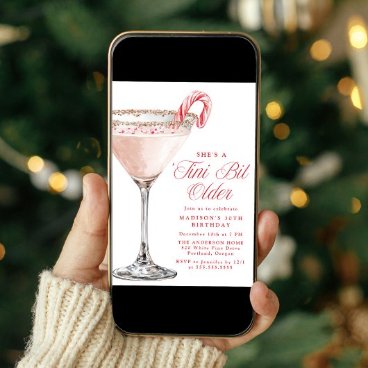 ‘Tini Bit Older Candy Cane Martini Birthday Party 招待状