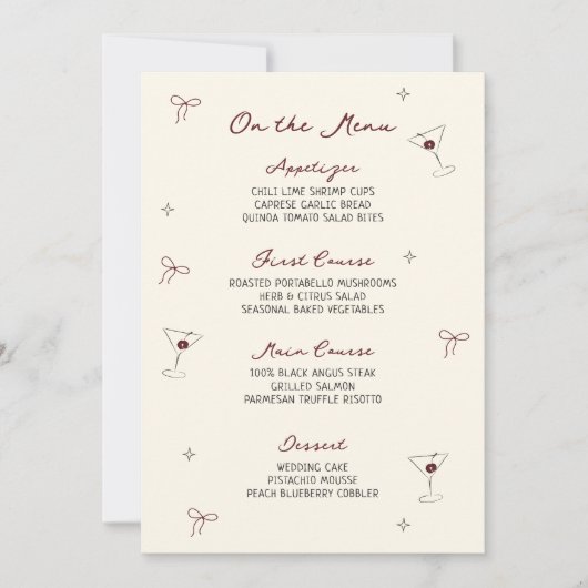 Tini Bit Older Cherry Martini Hand Drawn Menu Card 招待状 (正面)