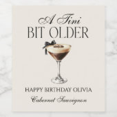Tini Bit Older Espresso Martini Birthday Party ワインラベル (シングルラベル)