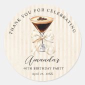 Tini Bit Older Espresso Martini Birthday Thank you ラウンドシール (正面)
