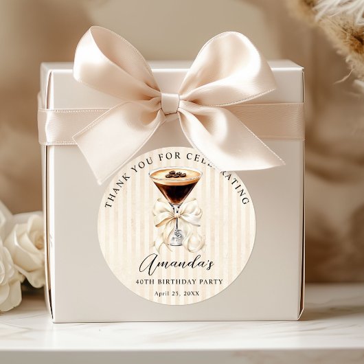 Tini Bit Older Espresso Martini Birthday Thank you ラウンドシール