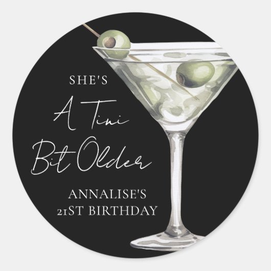 Tini Bit Older Martini Birthday ラウンドシール (正面)