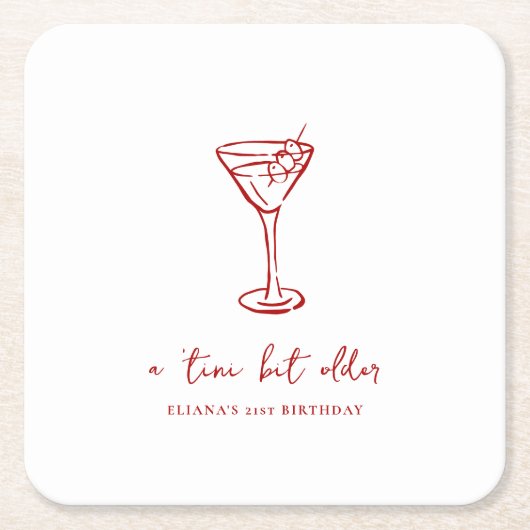 Tini Bit Older Personalized Birthday Party スクエアペーパーコースター (正面)