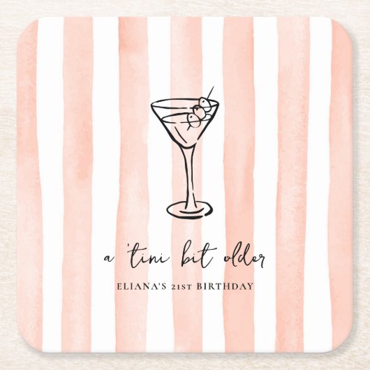 Tini Bit Older Personalized Birthday Party スクエアペーパーコースター (正面)