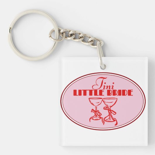 Tini Little Bride デザイン | ピンク マーティニー グラス キーホルダー (正面)