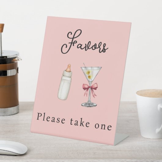 Tini Oneモダン PinkはMartiniの赤ちゃんシャワーを支持 台座サイン (インサイチュ)