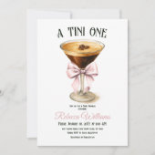 Tini One Bow Espresso Martini Coffee Baby Shower 招待状 (正面)