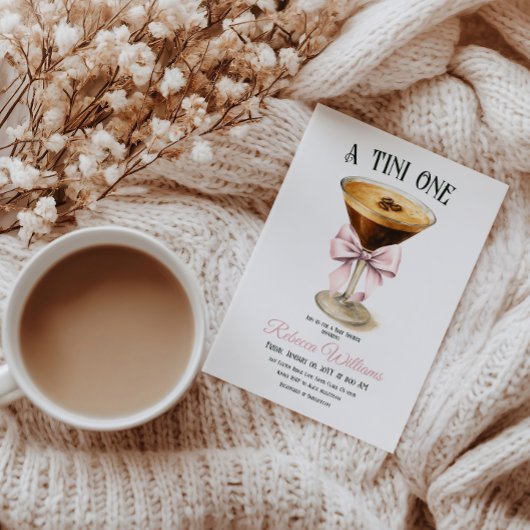 Tini One Bow Espresso Martini Coffee Baby Shower 招待状