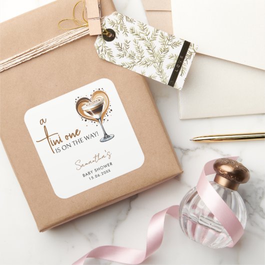 Tini One Espresso Martiniベビーシャワー スクエアシール (ギフト)