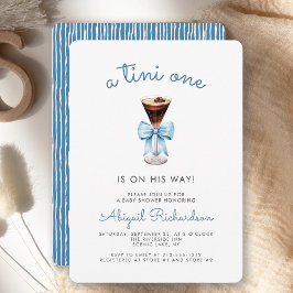 Tini One Espresso Martini Blue Boy Baby Shower 招待状
