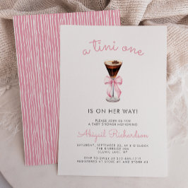 Tini One Espresso Martini Pink Girl Baby Shower 招待状