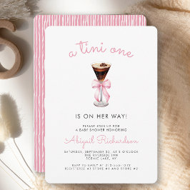 Tini One Espresso Martini Pink Girl Baby Shower 招待状