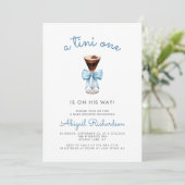 Tini One Espresso Martini QR Code Boy Baby Shower 招待状 (スタンド正面)
