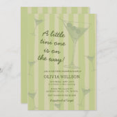 Tini One Is On The Way Martini Baby Shower 招待状 (正面/裏面)