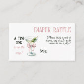 Tini One Martini Bow Girl Baby Shower Diaper エンクロージャーカード (正面)