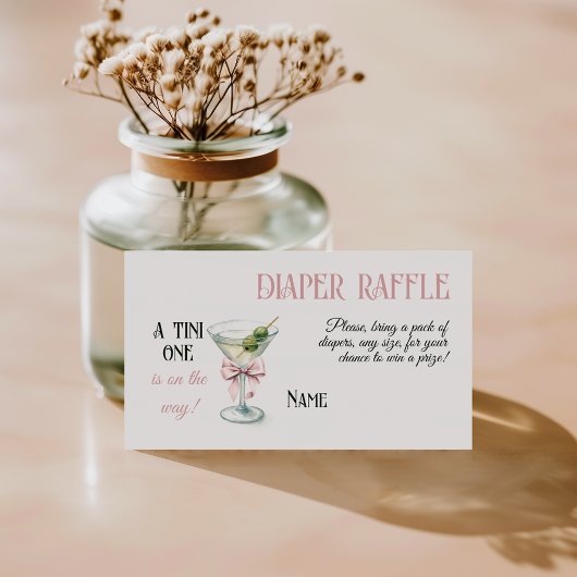 Tini One Martini Bow Girl Baby Shower Diaper エンクロージャーカード