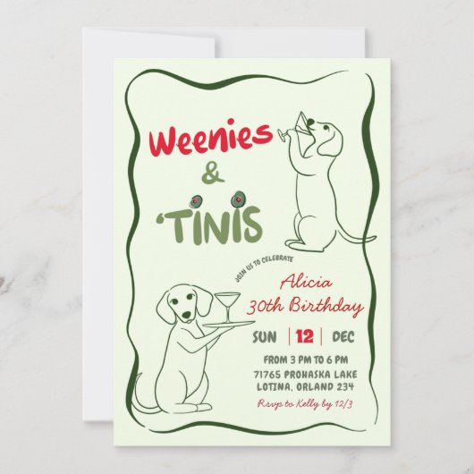 Tinis and Weenies Birthday Woman 招待状 (正面)