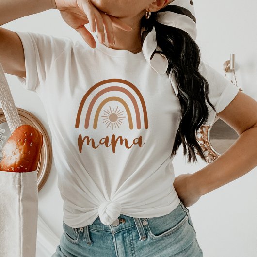 TINLEY ボヘミアン風 レトロ レインボー サン ママ Tシャツ