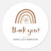 TINLEY Boho Terracotta Rainbowありがとうステッカー ラウンドシール (正面)