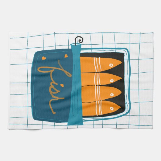 Tinned Fish Kitchen Towel キッチンタオル (横)