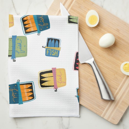 Tinned Fish Kitchen Towel キッチンタオル (四つ折り)