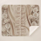 TINO刺繍バラ毛布 シェルパブランケット (正面(横))