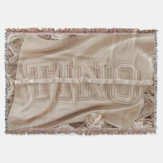 TINO刺繍バラ毛布 スローブランケット (正面)