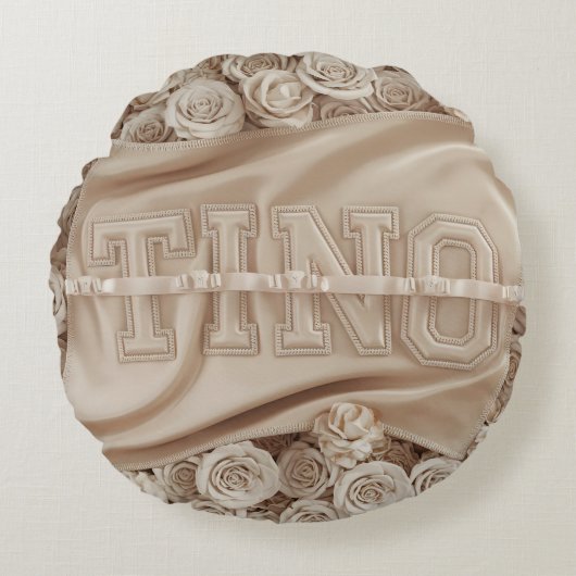 TINO刺繍バラ装飾用クッション ラウンドクッション (正面)