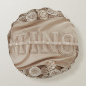 TINO刺繍バラ装飾用クッション ラウンドクッション (裏面)