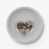 Tin's 結婚 Anniversary写真ハート紙プレート ペーパープレート (正面)