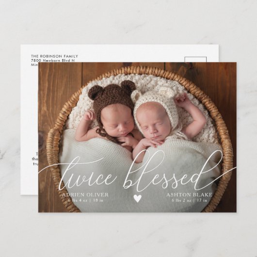 TINS 2度の賛美ベビー写真誕生の発表 案内ポストカード (正面/裏面)