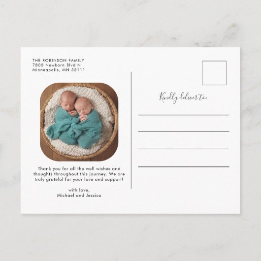 TINS 2度の賛美ベビー写真誕生の発表 案内ポストカード (裏面)