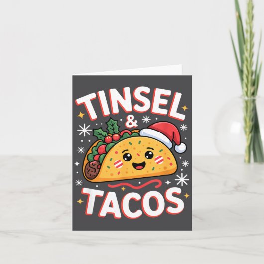 Tinsel And Tacos Cute Christmas Mexican Food Fun  カード (正面)