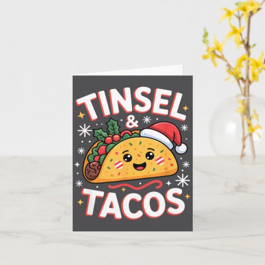 Tinsel And Tacos Cute Christmas Mexican Food Fun  カード (黄色い花)
