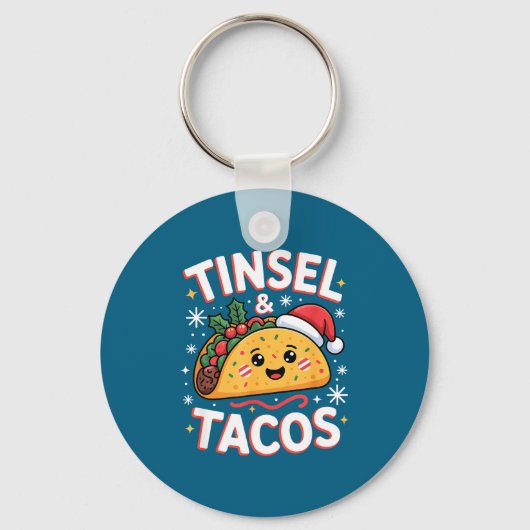 Tinsel And Tacos Cute Christmas Mexican Food Fun キーホルダー (正面)