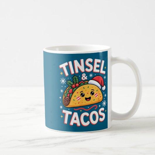 Tinsel And Tacos Cute Christmas Mexican Food Fun  コーヒーマグカップ (右)