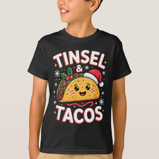 Tinsel And Tacos Cute Christmas Mexican Food Fun  Tシャツ (正面)