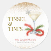 Tinsel and Tinis Christmas Holiday Party ラウンドシール (正面)