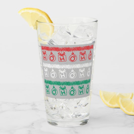 Tinsel HO HO HO （トリカラー） タンブラーグラス (アイス正面)
