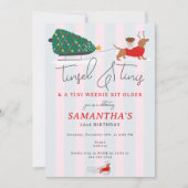 Tinsel & Tinis Tini Weenie Bit Christmas Birthday 招待状 (正面)