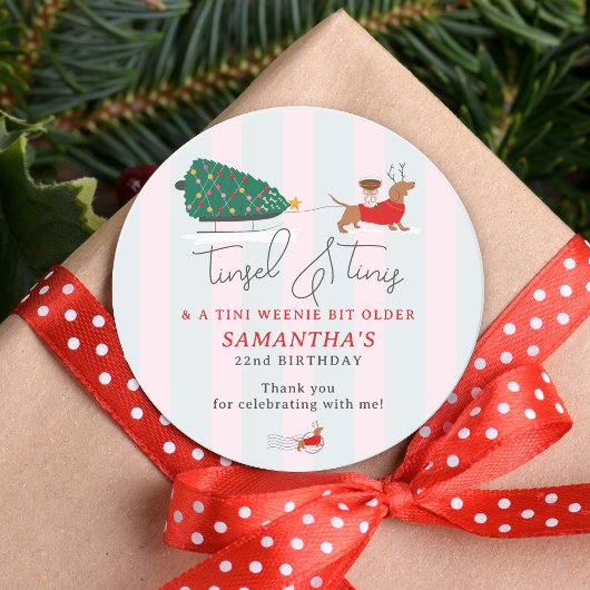 Tinsel & Tinis Tini Weenie Bit Christmas Doxie ラウンドシール