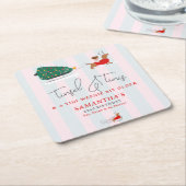 Tinsel & Tinis Tini Weenie Bit Older Xmas Doxie スクエアペーパーコースター (アングル)