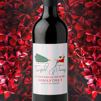 Tinsel & Tinis Tini Weenie Bit Older Xmas Doxie ワインラベル
