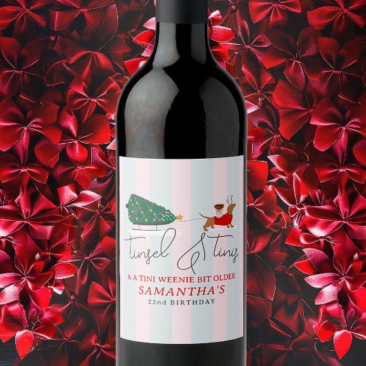 Tinsel & Tinis Tini Weenie Bit Older Xmas Doxie ワインラベル